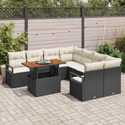 Set da Pranzo per Giardino con cuscino 9 pcs Nero e Crema | homemem39