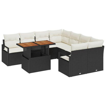 Set da Pranzo per Giardino con cuscino 9 pcs Nero e Crema | homemem39