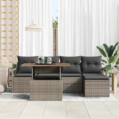 Set da Pranzo per Giardino con cuscino 6 pcs Grigio e Marrone | homemem39