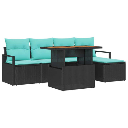 Set da Pranzo per Giardino con cuscino 6 pcs Nero e Verde acqua | homemem39