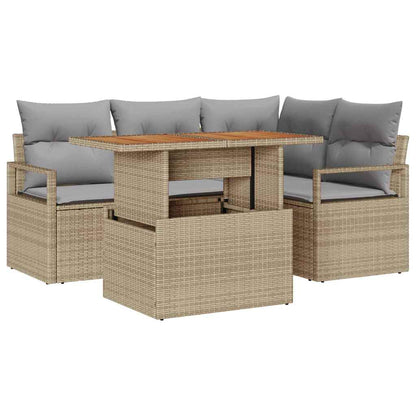 Set Divano da Giardino 5 pz 4-Numero di posti Beige e grigio | homemem39