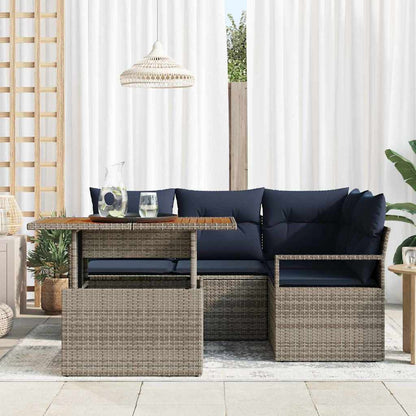 Set da Pranzo per Giardino con cuscino 5 pcs Grigio e Blu Navy | homemem39
