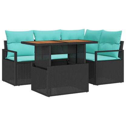 Set da Pranzo per Giardino con cuscino 5 pcs Nero e Verde acqua | homemem39
