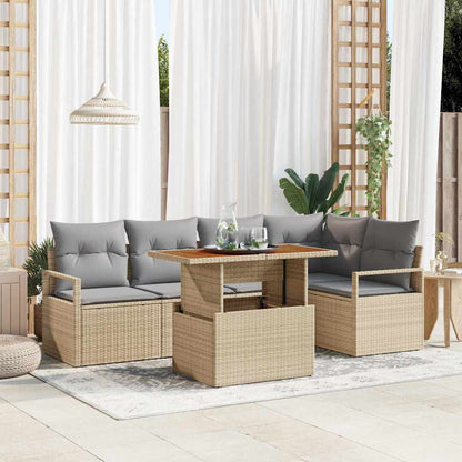 Set Divano da Giardino 6 pz 5-Numero di posti Beige e grigio | homemem39