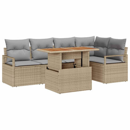 Set Divano da Giardino 6 pz 5-Numero di posti Beige e grigio | homemem39