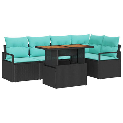 Set da Pranzo per Giardino con cuscino 6 pcs Nero e Verde acqua | homemem39