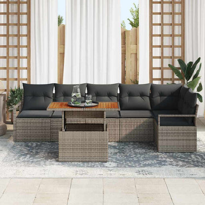 Set da Pranzo per Giardino con cuscino 7 pcs Grigio e Marrone | homemem39