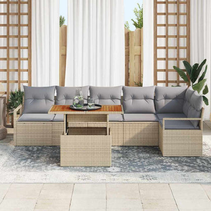 Set da Pranzo per Giardino con cuscino 7 pcs Beige e grigio | homemem39