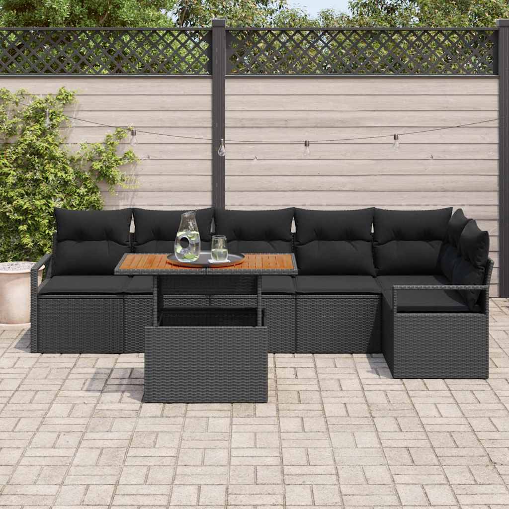 Set da Pranzo per Giardino con cuscino 7 pcs Nero e Marrone | homemem39