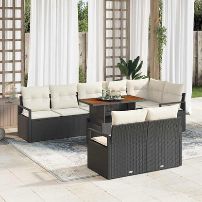 Set Divano da Giardino con cuscino 9 pcs Nero e Crema | homemem39
