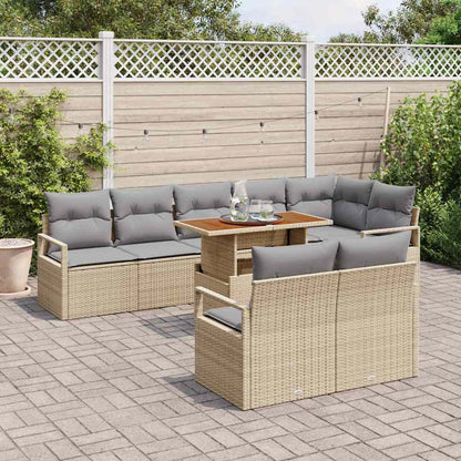 Set Divano da Giardino con cuscino 9 pcs Beige e grigio | homemem39