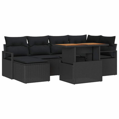 Set Divano da Giardino 7 pcs Nero polyrattan | homemem39