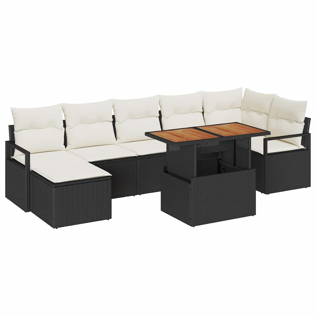 Set da Pranzo per Giardino con cuscino 8 pcs Nero e Crema | homemem39
