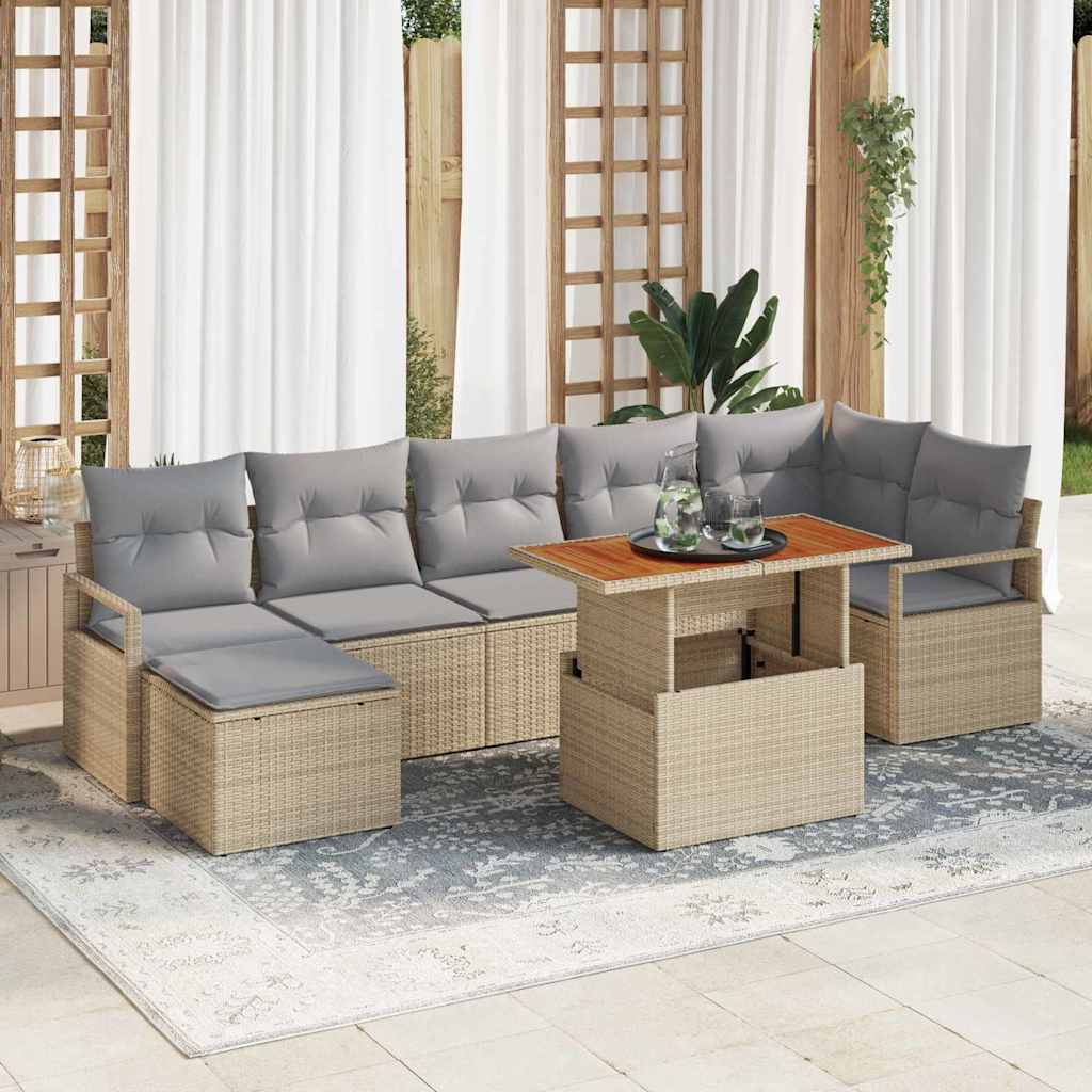 Set da Pranzo per Giardino con cuscino 8 pcs Beige e grigio | homemem39