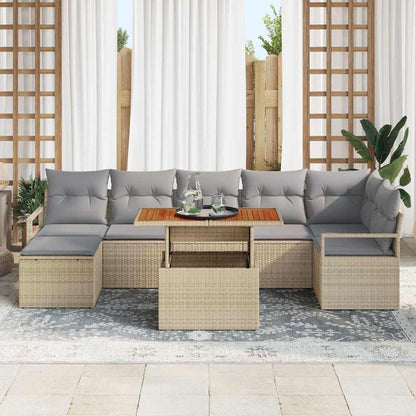 Set da Pranzo per Giardino con cuscino 8 pcs Beige e grigio | homemem39
