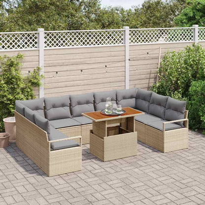 Set Divano da Giardino con cuscino 10 pcs Beige e grigio | homemem39