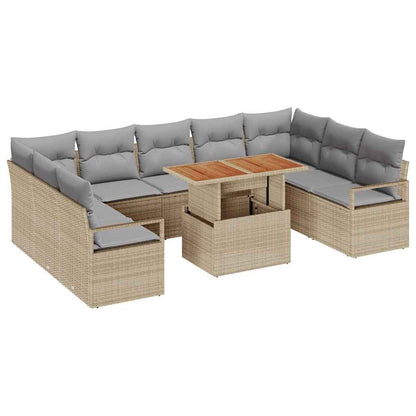 Set Divano da Giardino con cuscino 10 pcs Beige e grigio | homemem39