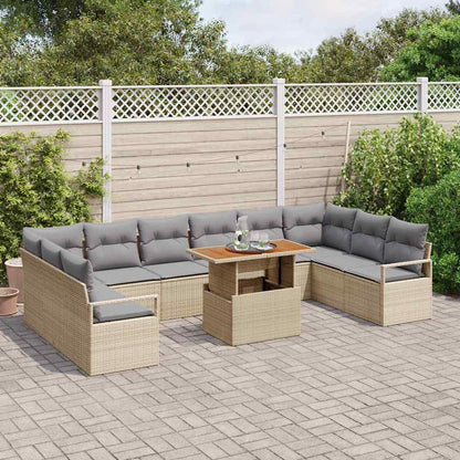 Set Divano da Giardino con cuscino 11 pcs Beige e grigio | homemem39