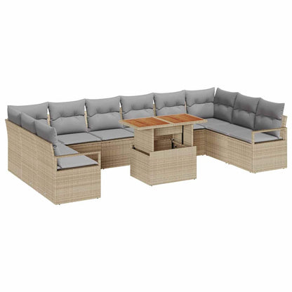 Set Divano da Giardino con cuscino 11 pcs Beige e grigio | homemem39