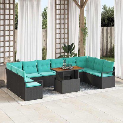 Set da Pranzo per Giardino 11 pcs Nero e Verde acqua | homemem39