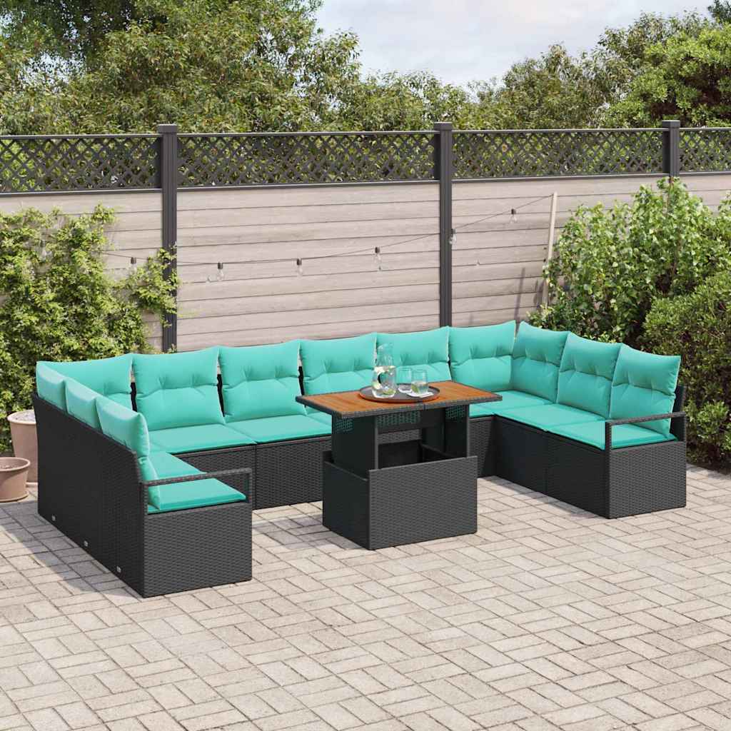 Set da Pranzo per Giardino 11 pcs Nero e Verde acqua | homemem39