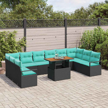 Set da Pranzo per Giardino 11 pcs Nero e Verde acqua | homemem39