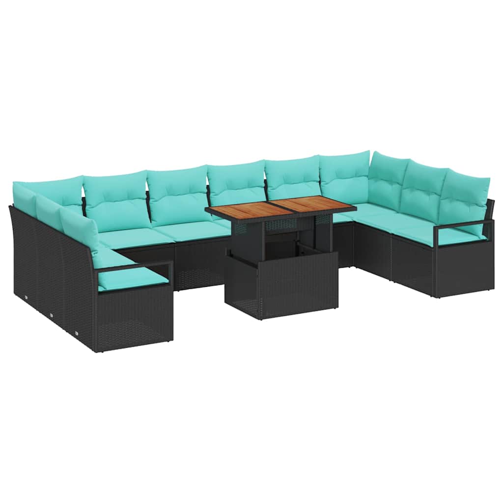 Set da Pranzo per Giardino 11 pcs Nero e Verde acqua | homemem39