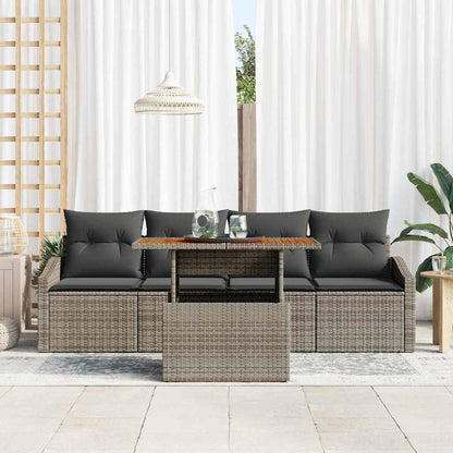 Set Divano da Giardino con cuscino 5 pcs Grigio Poly Rattan | homemem39