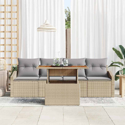 Set Divano da Giardino con cuscino 5 pcs Beige Poly Rattan | homemem39