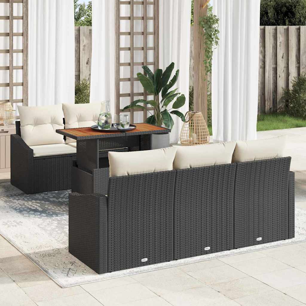 Set da Pranzo per Giardino con cuscino 6 pcs Nero e Crema | homemem39