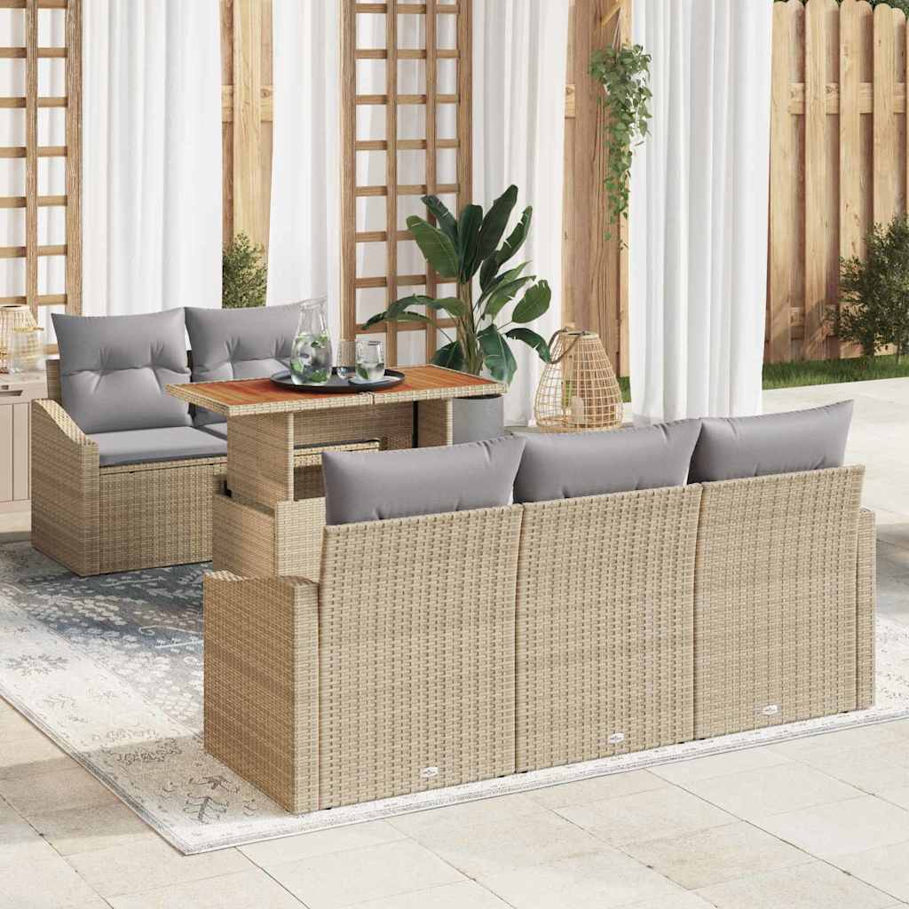 Set da Pranzo per Giardino con cuscino 6 pcs Beige e grigio | homemem39