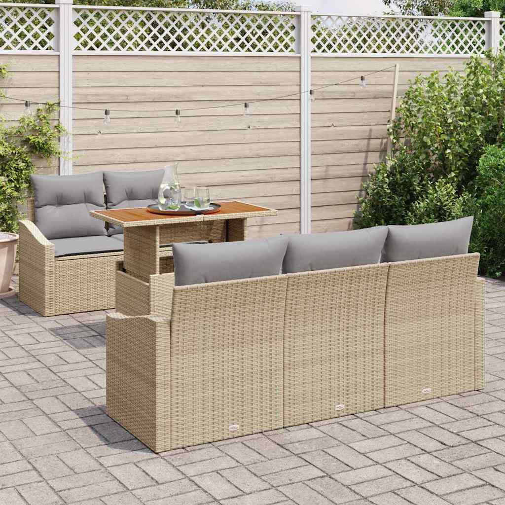 Set da Pranzo per Giardino con cuscino 6 pcs Beige e grigio | homemem39