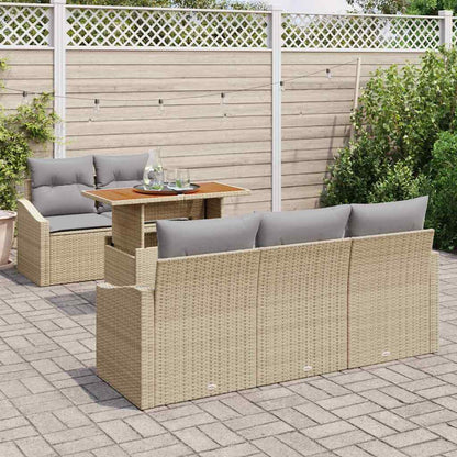 Set da Pranzo per Giardino con cuscino 6 pcs Beige e grigio | homemem39