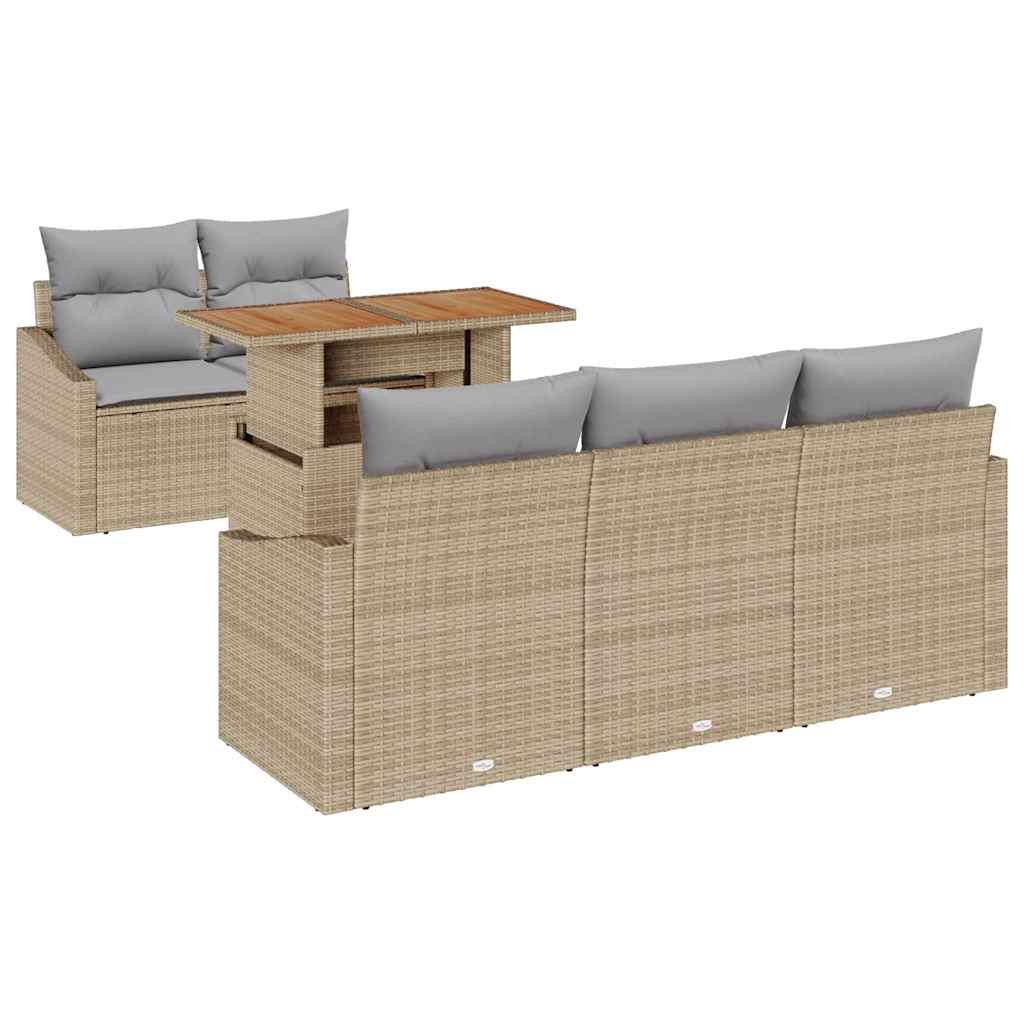 Set da Pranzo per Giardino con cuscino 6 pcs Beige e grigio | homemem39