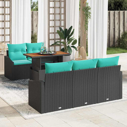 Set da Pranzo per Giardino con cuscino 6 pcs Nero e Verde acqua | homemem39