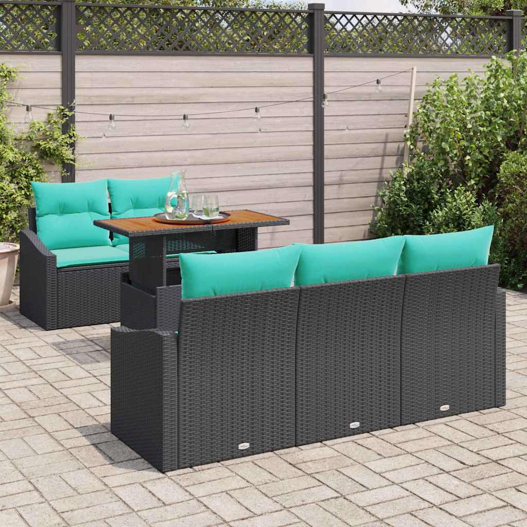 Set da Pranzo per Giardino con cuscino 6 pcs Nero e Verde acqua | homemem39