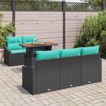 Set da Pranzo per Giardino con cuscino 6 pcs Nero e Verde acqua | homemem39