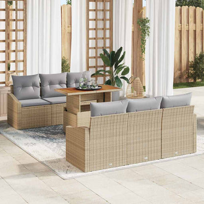 Set Divano da Giardino con cuscino 7 pcs Beige e grigio