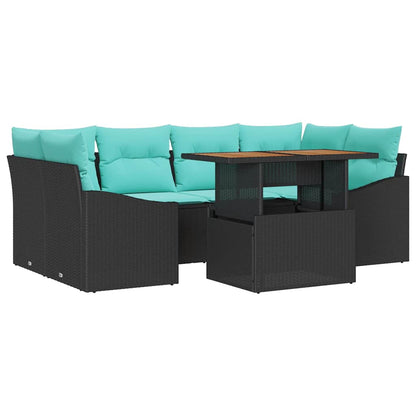 Set da Pranzo per Giardino con cuscino 7 pcs Nero e Verde acqua | homemem39