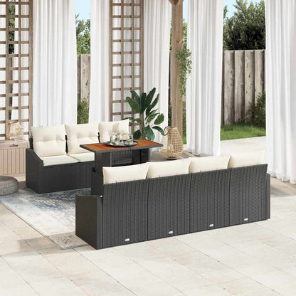 Set da Pranzo per Giardino con cuscino 8 pcs Nero e Crema | homemem39