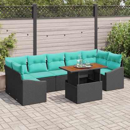 Set da Pranzo per Giardino con cuscino 8 pcs Nero e Teal | homemem39