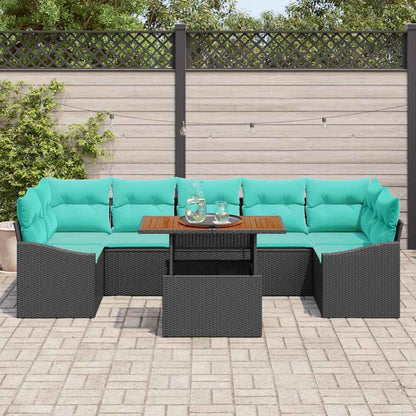 Set da Pranzo per Giardino con cuscino 8 pcs Nero e Teal | homemem39