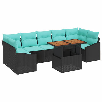 Set da Pranzo per Giardino con cuscino 8 pcs Nero e Teal | homemem39