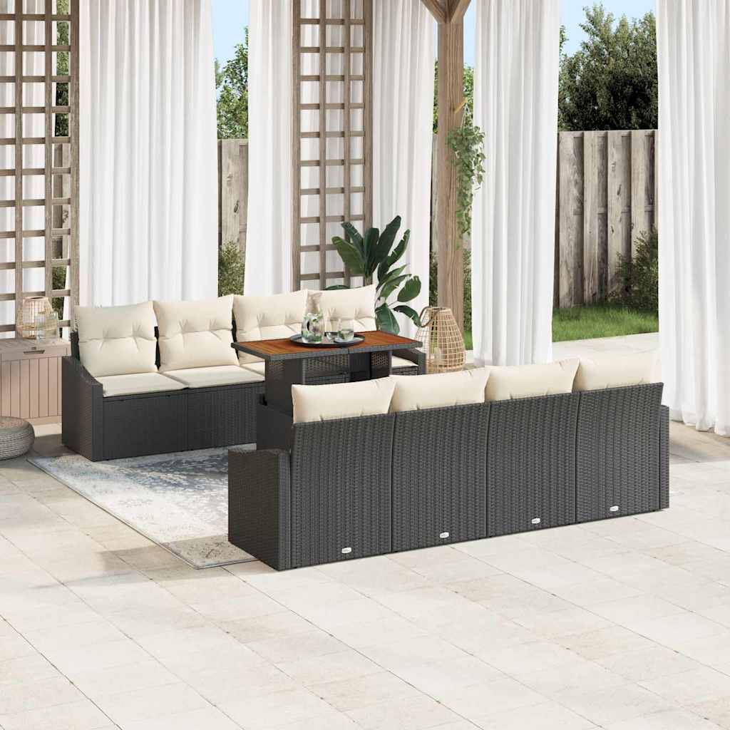 Set da Pranzo per Giardino con cuscino 9 pcs Nero e Crema | homemem39
