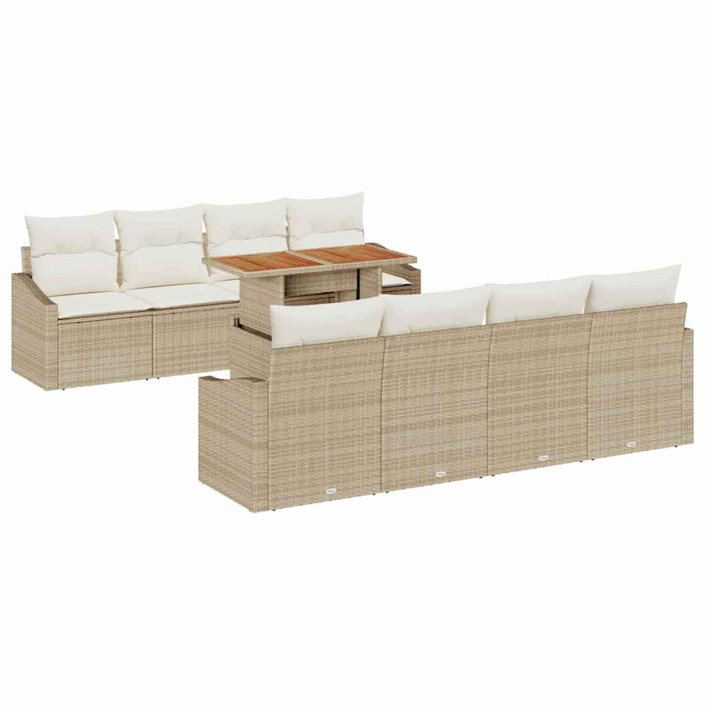 Set da Pranzo per Giardino con cuscino 9 pcs Beige e Crema | homemem39