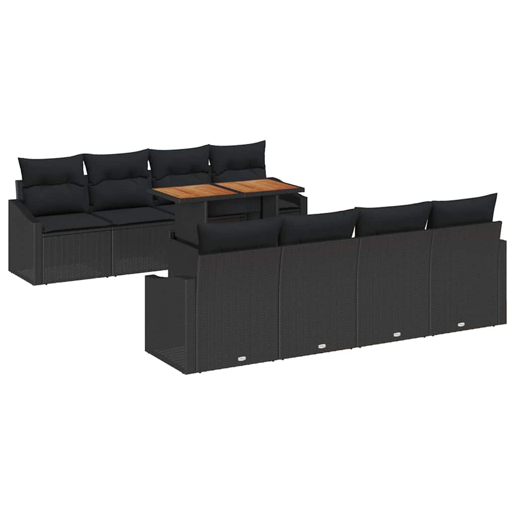 Set da Pranzo per Giardino con cuscino 9 pcs Nero e Marrone | homemem39