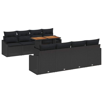 Set da Pranzo per Giardino con cuscino 9 pcs Nero e Marrone | homemem39