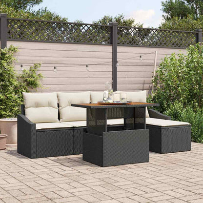 Set da Pranzo per Giardino con cuscino 6 pcs Nero e Crema | homemem39