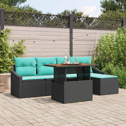 Set da Pranzo per Giardino con cuscino 6 pcs Nero e Verde acqua | homemem39