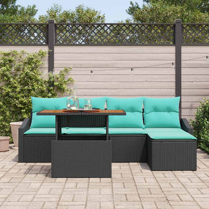 Set da Pranzo per Giardino con cuscino 6 pcs Nero e Verde acqua | homemem39